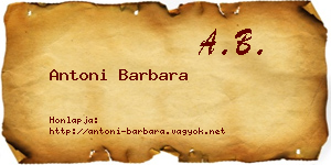 Antoni Barbara névjegykártya